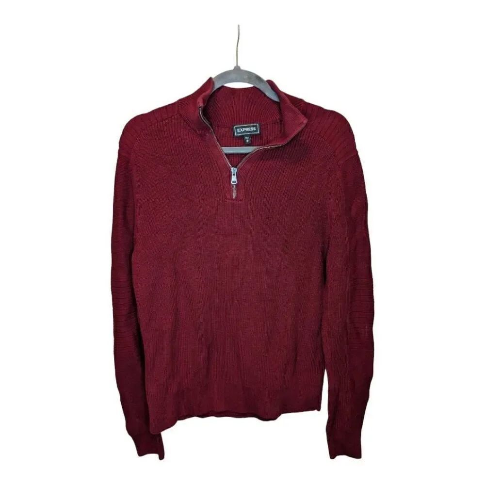 ExpressโMaroonโ1/4โZipโKnitโSweater